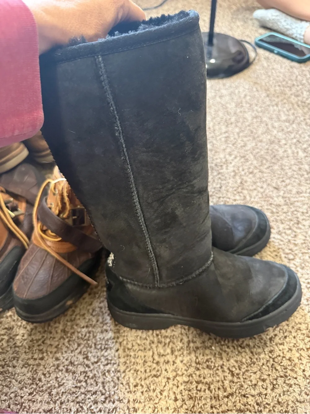 UGG Black Tall Suede Winter Boots